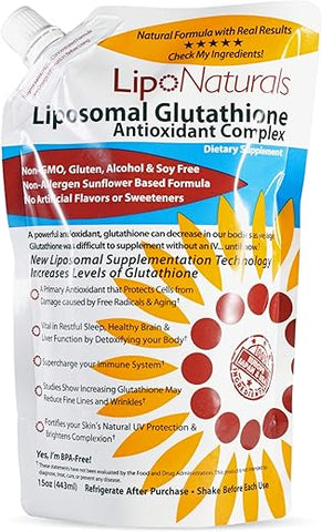 Lipo Naturals - Complexo Líquido de Glutationa Lipossomal (30 Doses) – Fórmula Natural para Imunidade, Saúde do Fígado e Suporte Anti-Envelhecimento com Vitamina C – Vegano, Livre de China (443ml)