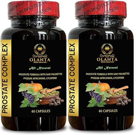 OLANTA TRADE SOLUTION - Suplementos de Próstata para Homens – Suporte Herbal para Próstata, Suplemento de Suporte para a Saúde Masculina, Suporte Natural para Próstata – 2 Frascos 120 Cápsulas