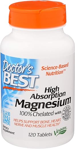 Doctor's BEST - Doctor’s Best Magnésio 120 Comprimidos – Suplemento de Magnésio de Alta Qualidade