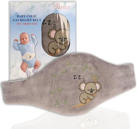 Pafuly - Alívio Natural para Cólicas e Gases em Recém-Nascidos – Envoltório Aquecido com Sementes de Cereja 100% – Faixa de Enrolar para Bebês com Cólicas – Calmante e Relaxante (Cinza)