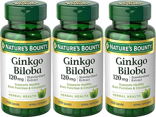 Nature's Bounty - Nature’s Bounty Ginkgo Biloba 120 mg 100 cápsulas (Pacote com 3) – Melhora a Memória e Concentração
