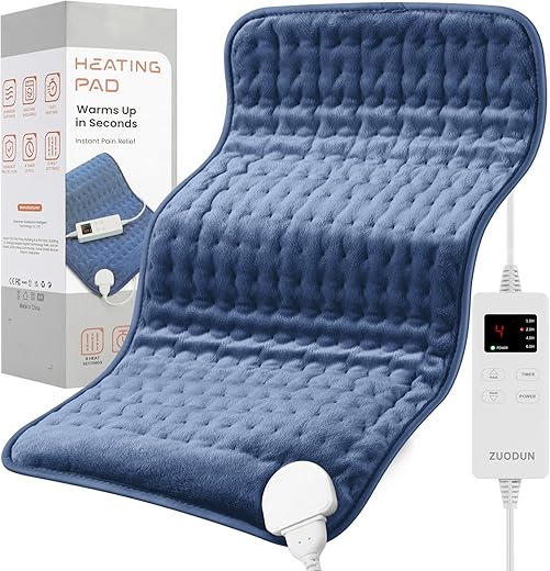 Aquecedor Elétrico ZUODUN para Alívio de Dores nas Costas e Cãibras – Almofada Térmica para Pescoço/Ombro/Perna com Desligamento Automático e 6 Configurações de Calor