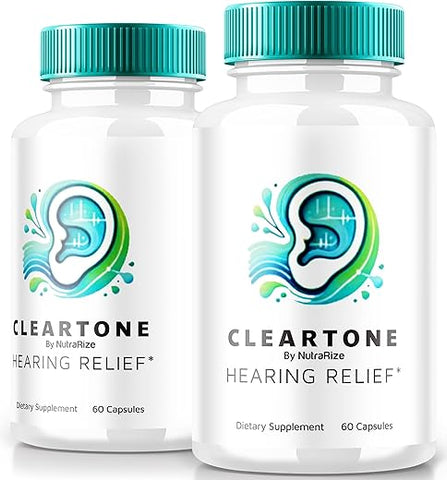 NutraRize - ClearTone Tinnitus – 2 Pacotes de Cápsulas para Audição – Saúde Geral do Ouvido – Suporte Auditivo Oficial – ClearTones Review (120 Cápsulas)