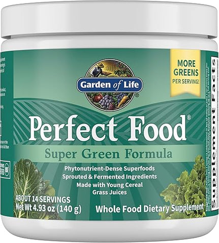 Pó Alimentar de Vegetais Integrais Perfect Food Green Superfood, 4,93 Ounce (139,6 g) - Garden of Life