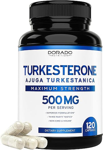 DORADO NUTRITION - Turkesterone 500mg (120 Cápsulas) – Resistência, Energia, Performance Atlética