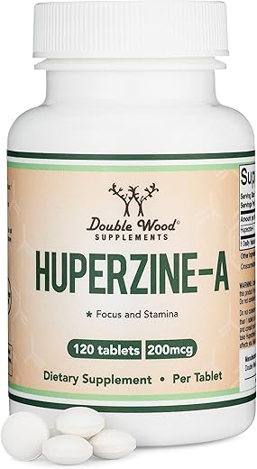 Double Wood Supplements - Huperzine A 200mcg (Testado por Terceiros) Não-OGM, Sem Glúten, 120 Comprimidos, Suplemento Cerebral para Promover a Acetilcolina (Inibidor da Acetilcolinesterase) – Suporta Memória e Foco