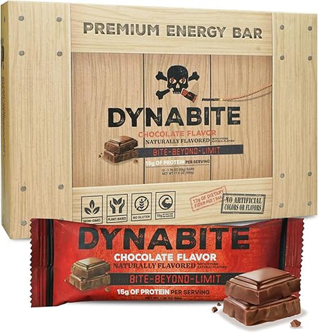 Barras Energéticas Premium (10 Unidades, Chocolate) | Barras de Proteína Low Carb com Ingredientes à Base de Plantas | Barras Substitutas de Refeição Sem Glúten | Barras de Proteína Sem Açúcar | Alta Proteína - DYNABITE