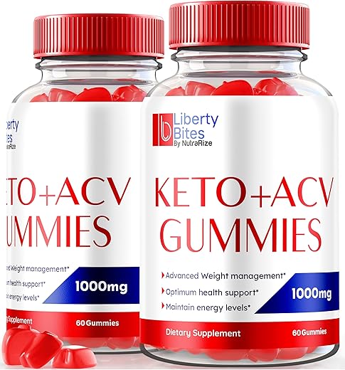 NutraRize - (2 Pacotes) Liberty Bites Gomas Keto ACV, Suplemento Keto ACV 100% Natural, Vinagre de Maçã 1000MG com Vitaminas B, Fórmula Keto ACV em Gomas, Avaliações Oficiais LibertyBites