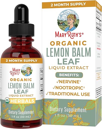 MaryRuth Organics - MaryRuth’s Lemon Balm Leaf | Vegano | Não-OGM | 30 ml | 1 fl oz | 1 g