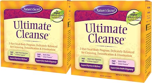 Nature's Secret - Nature’s Secret Ultimate Cleanse – 240 Comprimidos (2 Embalagens) | Detox Completo | Limpeza Intestinal | Marca Nature’s Secret