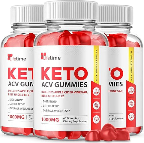 IDEAL PERFORMANCE - (3 Pacotes) Gomas Lifetime Keto Plus ACV – Fórmula Oficial, Vegana, Não GMO – Gomas Lifetime Keto acc, Gomas Life Time Keto com Vinagre de Maçã, Vitamina B12, Romã