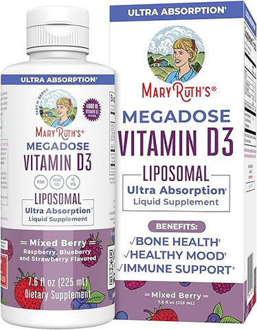 Vitamina D | Suprimento de 45 Dias | Sem Açúcar | Suporte Imunológico Líquido de Vitamina D Lipossomal para Adultos | VIT D3 | Vegano | Sem Glúten | Não-OGM | 45 Porções - MaryRuth Organics