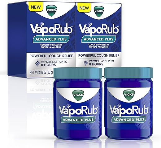 VapoRub Advanced Plus: Poderoso Supressor de Tosse, Pomada Tópica para o Peito - Vicks