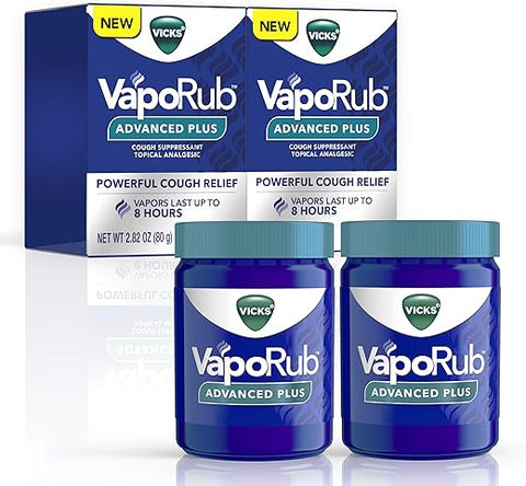 VapoRub Advanced Plus: Poderoso Supressor de Tosse, Pomada Tópica para o Peito - Vicks