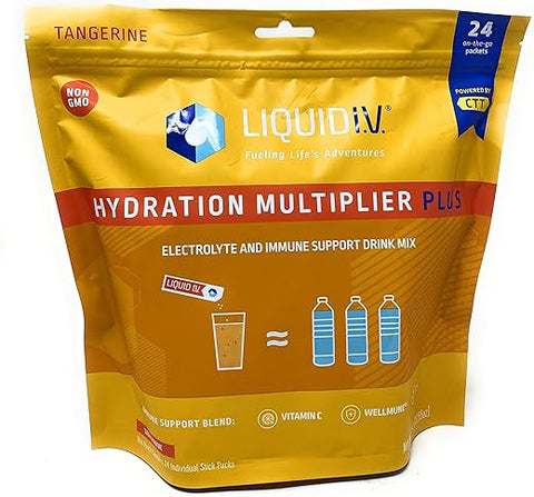 Liquid I.V. - Liquid I.V Hydration Multiplier Plus – Pó de Eletrólitos, Embalagens Práticas, Mistura para Bebida (Tangerina 24 Pacotes)