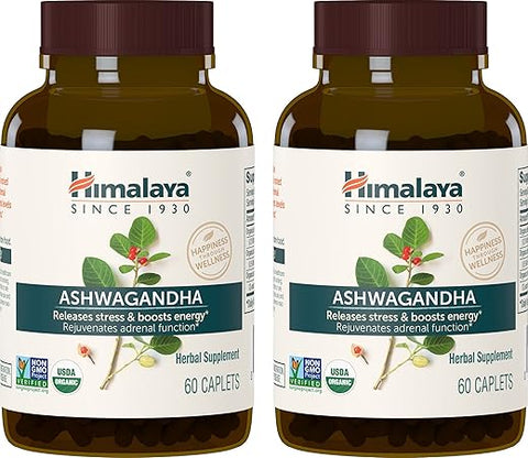 Ashwagandha Orgânico, Suplemento Herbal para Alívio do Estresse, Suporte Energético, Insônia Ocasional, Certificado Orgânico USDA, Não-OGM, Vegano, Sem Glúten, 670 mg - Himalaya