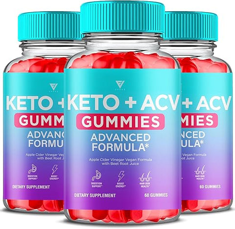 Fyvus - (3 Pacotes) Gomas Keto ACV Fórmula Avançada de Suporte, ACV Keto 1000MG Vinagre de Maçã Keto Suplemento Multivitamínico Vitamina B12 B6 para Mulheres Homens Digestão Energia e Bem-Estar