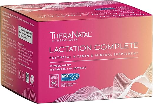 TheraNatal Lactation – Suplemento Vitamínico Pós-Natal Completo – 13 Semanas de Fornecimento – Amamentação – Certificado NSF – 182 Comprimidos - Theralogix