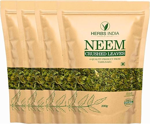 India Herbs - Folhas de Neem Trituradas (Não em Pó), Ideal para Preparar Chá Fresco de Folha de Neem – 4 Pacotes de 300g (42,3 Oz) – HerbsIndia
