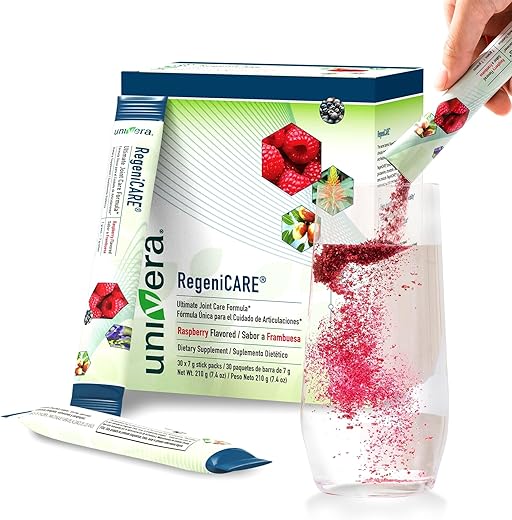 RegeniCARE: Suporte Articular com Glucosamina, Condroitina, MSM e Univestin – Sabor Framboesa (30 sachês de 7g) - Univera