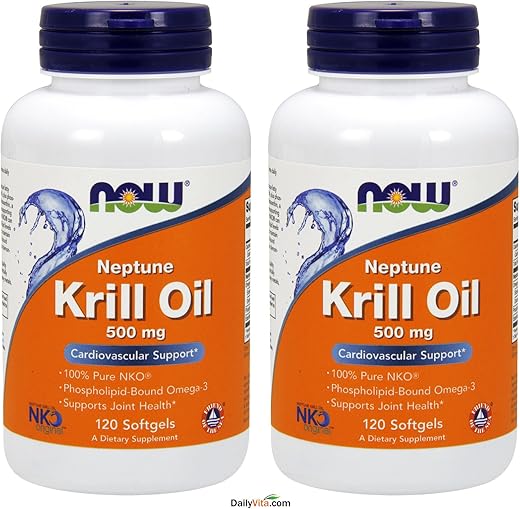 NOW Foods - Now Foods Óleo de Krill Neptune 500mg (2 pacotes) 120 cápsulas – Ômega 3, EPA, DHA, Saúde Cardiovascular