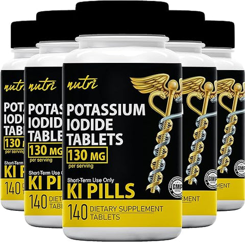 Nature's Fusions - Comprimidos de Iodeto de Potássio (5 Pacotes) 130mg – 700 Comprimidos EXP 10/2032 – Comprimidos de Iodo – Pílulas de Iodeto de Potássio – YODO Naciente – Pílulas de KI – Comprimidos de Iodeto de Potássio – Yoduro de