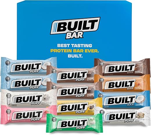Built Bar - Pacote Variado de Barras de Proteína Built, Barras de Alta Proteína de 17g, Lanches Proteicos para Levar