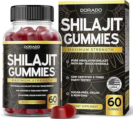 DORADO NUTRITION - Shilajit Gummies (60 Unidades) – Potência para Homens – Marca Shilajit