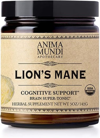 Anima Mundi Apothecary - Pó de Cogumelo do Leão para Suporte Cognitivo – Anima Mundi – Orgânico – Extrato de Cogumelo do Leão – Suplemento de Pó de Cogumelo Orgânico – 100g