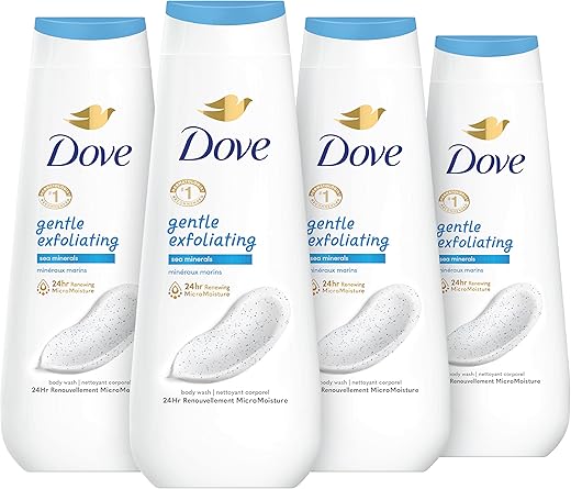 Body Wash Gentle Exfoliating Com Minerais Marinhos 4 Unidades Revela Instantaneamente uma Pele Visivelmente Mais Suave Limpeza que Remove Efetivamente as Bactérias Enquanto Nutre Sua Pele 20 ml - Dove