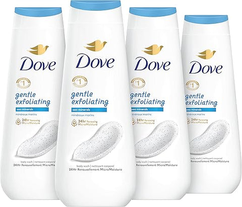 Body Wash Gentle Exfoliating Com Minerais Marinhos 4 Unidades Revela Instantaneamente uma Pele Visivelmente Mais Suave Limpeza que Remove Efetivamente as Bactérias Enquanto Nutre Sua Pele 20 ml - Dove