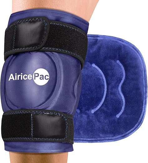 AiricePac - Gelo Terapêutico para Alívio da Dor no Joelho, Envoltório de Gelo Reutilizável em Gel para Lesões, Inchaço, Cirurgia de Substituição do Joelho, Terapia de Compressa Fria para Artrite, Lesão de Menisco e LCA, Azul