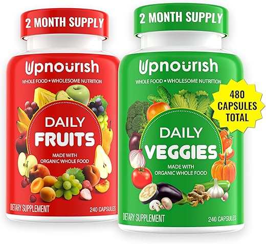 Suplemento Orgânico de Frutas e Vegetais para Equilíbrio da Dieta e Limpeza Corporal - UpNourish