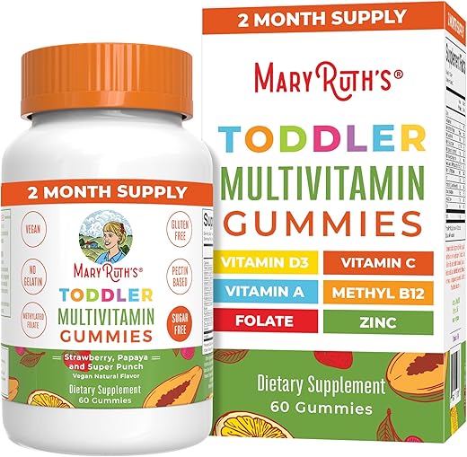 MaryRuth Organics - MaryRuth’s Gomas de Vitaminas Sem Açúcar para Crianças de 2 Anos | Suprimento de 2 Meses | Multivitamínico com Vitamina C, D3, Zinco | 1 Goma por Dia | Vitaminas para Crianças | Sem Açúcar | Vegano | Não OGM