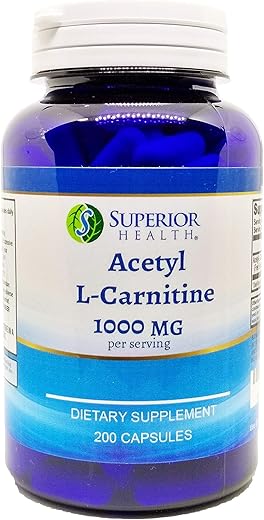 S SUPERIOR HEALTH - L-Carnitina 200 Cápsulas – 500mg por Cápsula | Marca: [Nome da Marca]