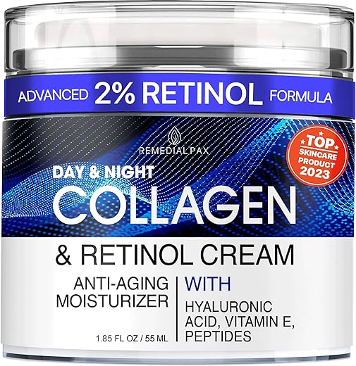 Creme Facial REMEDIAL PAX com Colágeno, Retinol e Ácido Hialurônico – Hidratante Anti-idade Dia e Noite, Reduz Rugas – Mulheres e Homens