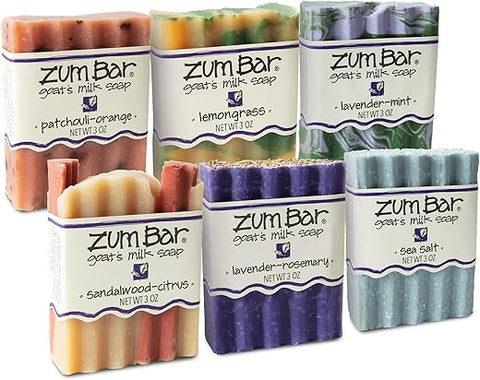 Bar Sabonete de Leite de Cabra – Misturas Frescas – Sal Marinho, Sândalo-Cítrico, Capim-Limão, Patchouli-Laranja, Lavanda-Alecrim, Lavanda-Menta – 85g (Pacote com 6) - Zum
