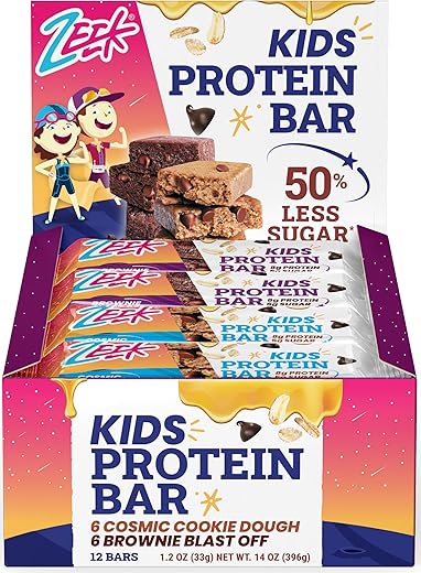 Zeek - ZEEK BAR – Barras de Proteína Infantil – 50% Menos Açúcar, 8g Proteína – Natural, Não-OGM, Sem Glúten – Variedade, 12 Unidades