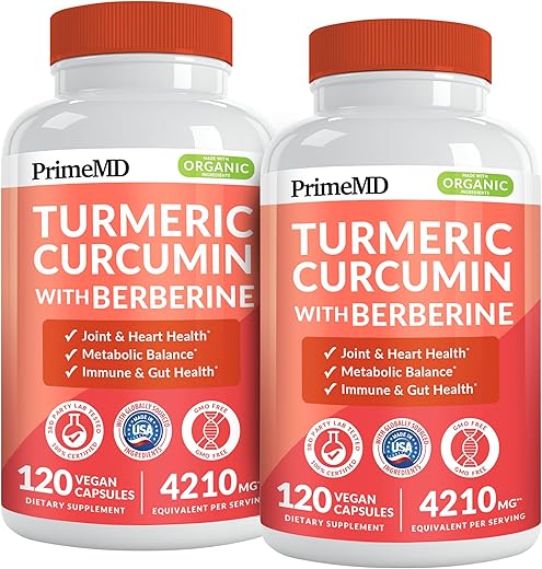 PrimeMD - Suplemento Curcuma Turmeric 5 em 1 (4210mg) com Berberina – Marca em Destaque