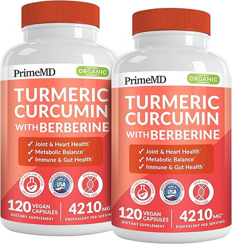 PrimeMD - Suplemento Curcuma Turmeric 5 em 1 (4210mg) com Berberina – Marca em Destaque