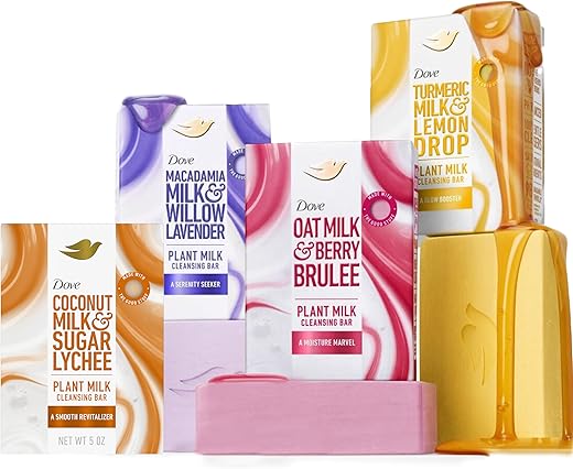 Sabonete em Barra Dove Plant Milk, Pack com 4 Unidades, Pele Hidratada, Fórmula Biodegradável 98%, 140g