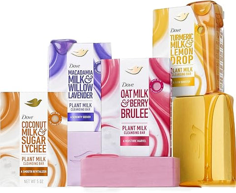 Sabonete em Barra Dove Plant Milk, Pack com 4 Unidades, Pele Hidratada, Fórmula Biodegradável 98%, 140g