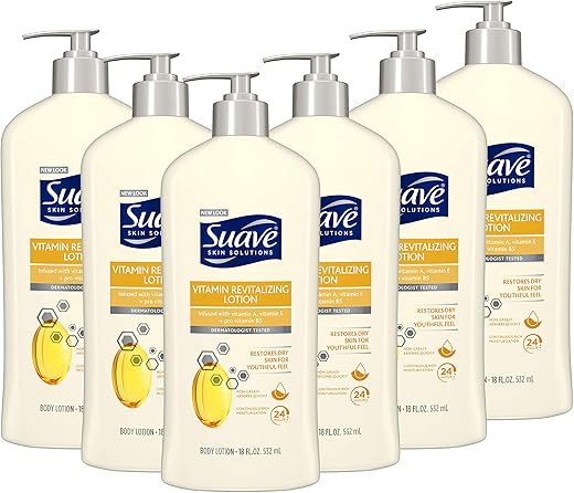 Loção Corporal Revitalizante Suave Skin Solutions com Vitamina E, 532 ml (Pack com 6 unidades)