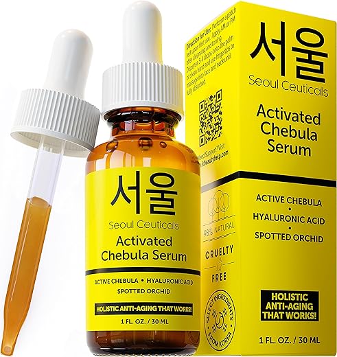 Chebula Active Serum para o Rosto – Cuidados com a Pele Coreana Anti-Envelhecimento Natural K Beauty com Ácido Hialurônico e Orquídea Manchada para uma Pele Saudável, Jovem e Radiante 30ml - SeoulCeuticals