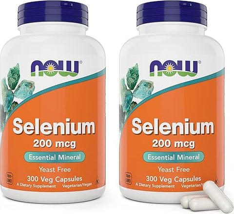 NOW Foods - Now Foods Selenomethionine 200mcg Cápsulas, 300 Unidades (Pacote com 2) – Suplemento Mineral L Selenometionina para Mulheres