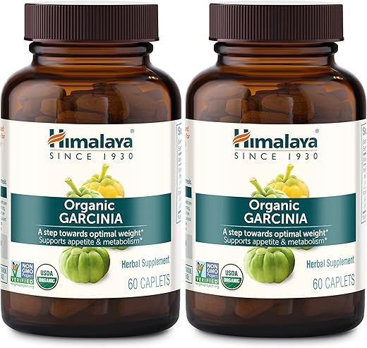 Garcinia Cambogia Orgânico, Controle de Apetite, Metabolismo Lipídico, Suporte de Peso, Orgânico USDA, Não-OGM, Vegano, 600 mg, 60 Cápsulas Vegetais à Base de Plantas, 2 Pacotes - Himalaya