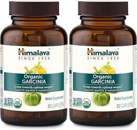 Garcinia Cambogia Orgânico, Controle de Apetite, Metabolismo Lipídico, Suporte de Peso, Orgânico USDA, Não-OGM, Vegano, 600 mg, 60 Cápsulas Vegetais à Base de Plantas, 2 Pacotes - Himalaya