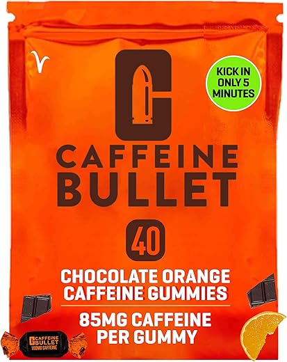 40 – Gomas Energéticas de Chocolate Laranja com 85mg de Cafeína: Mais Rápidas que Géis Energéticos para Ciclismo e Esportes de Resistência - Caffeine Bullet