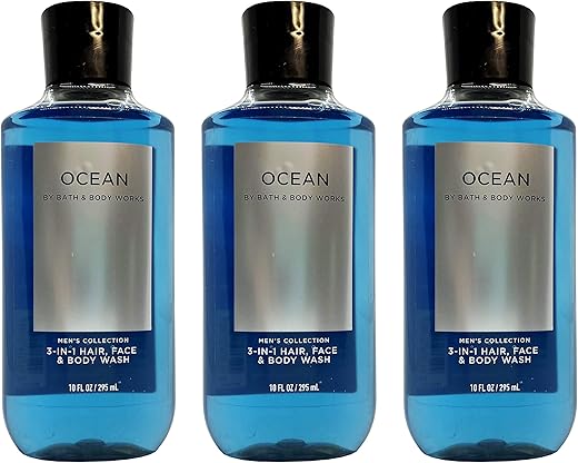 Bath & Body Works - Lote de 3 Bath and Body Works Ocean Signature Collection Shampoo 2 em 1 Cabelo e Corpo para Homens 300 ml