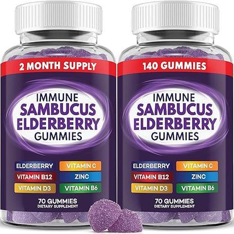 PAYÉ - Sambucus Elderberry Gummies – Suporte Imunológico Diário para Crianças e Adultos* com Zinco, Vitamina C, D3, B6, B12 – Suplemento Alimentar – 140 Unidades